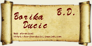 Borika Dučić vizit kartica